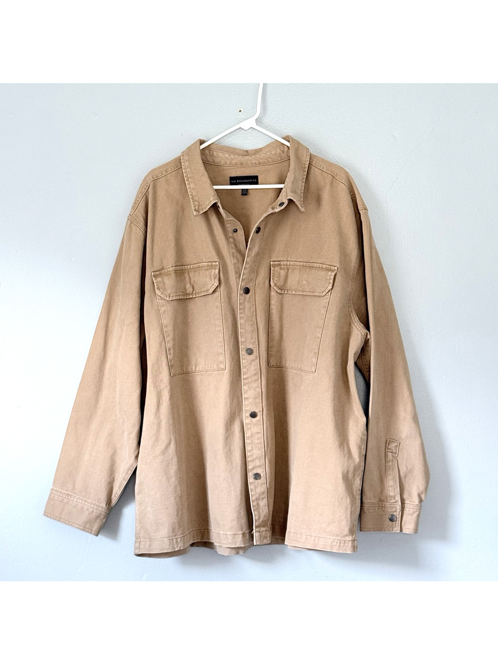 No Boundaries Chore Coat Mens 3X Tan Shacket Heavyweight Twill Canvas Workwear